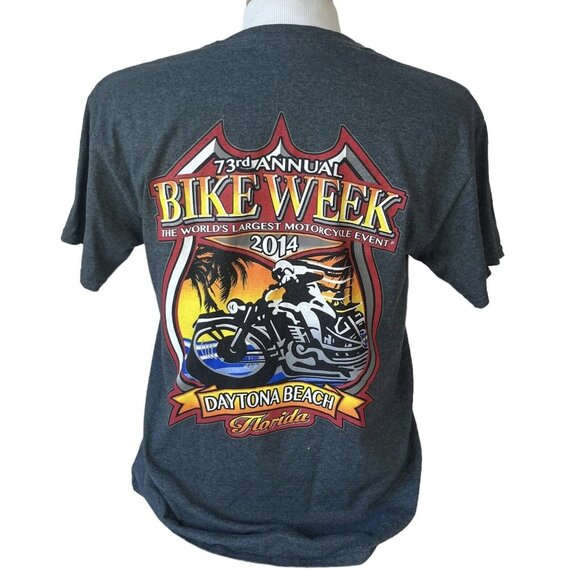Mens Graphic Tshirt Bike Week 2014 Daytona Beach Gray Gildan Size Large - Picture 1 of 9